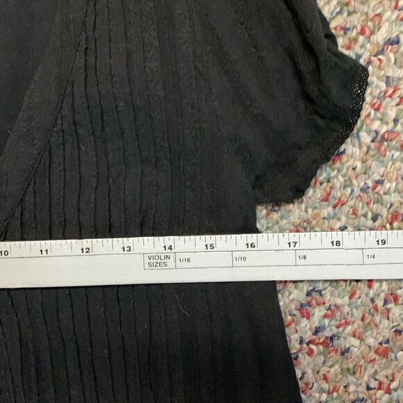 Urban Outfitters Bria Black Eyelet Pleated Short Sleeve Frock Mini Dress Size S - Picture 14 of 15